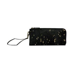 3278 Black Zippered Western Wallet Wristlet - Hair On Leather Wallet